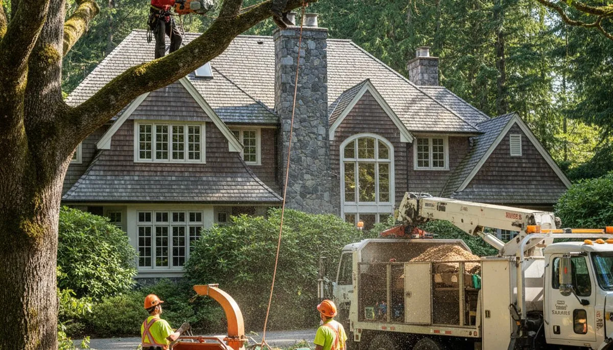 Tacoma WA tree service crew trimming and removing trees for safe property maintenance