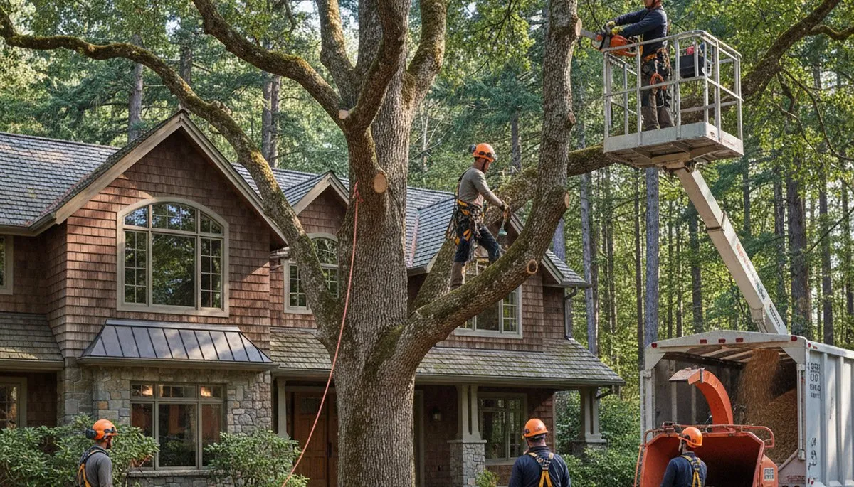Tree service crew in Tacoma, WA performing professional tree care for a local property